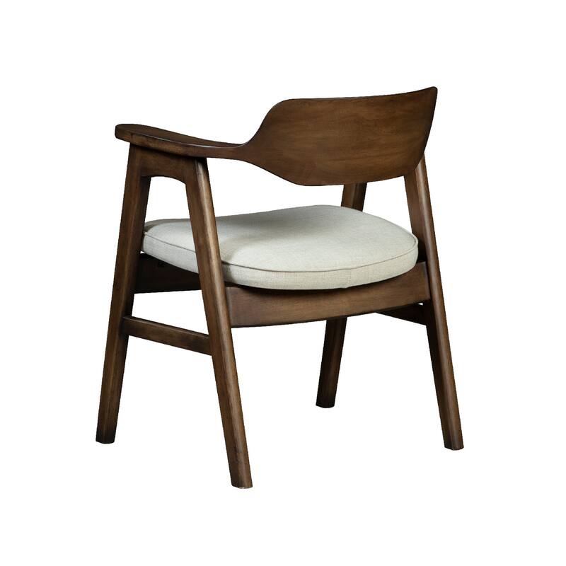 Zsy Dining Armchair, Sand White, Java Brown Birch Wood, Curved Back