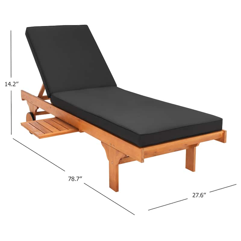 SAFAVIEH Outdoor Aubrie Adjustable Chaise Lounge Chair with Wheel.