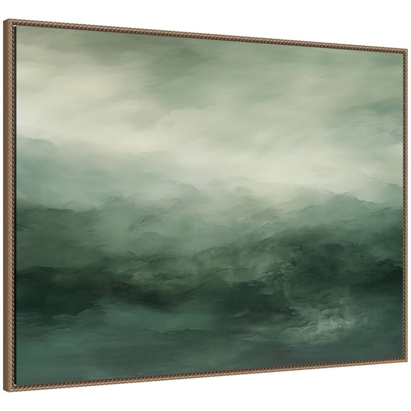 Kate and Laurel Tonal Abstract Sage Landscape by The Creative Bunch Studio Framed Canvas Wall Art Print - 32x42 - Gold