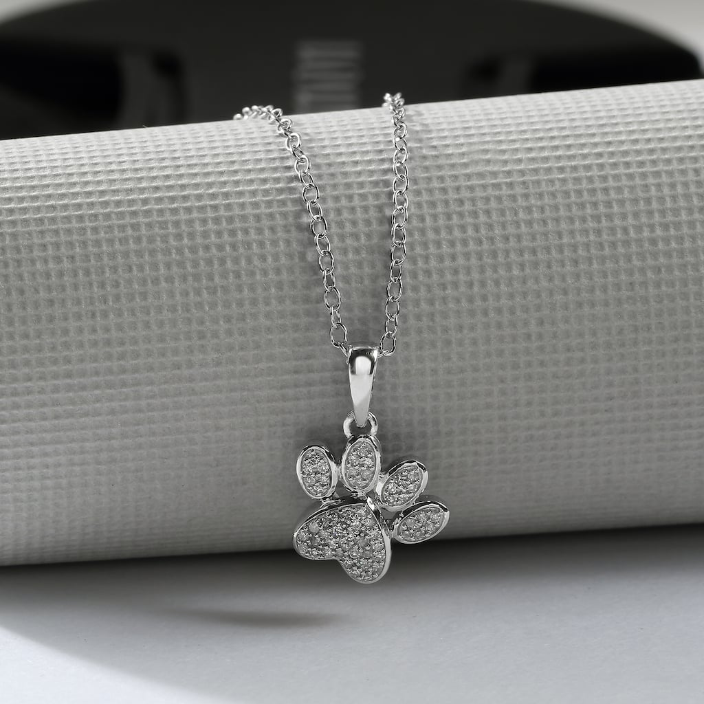 IGI Certified 10K Gold Dog Paw Print Pendant Necklace for Women