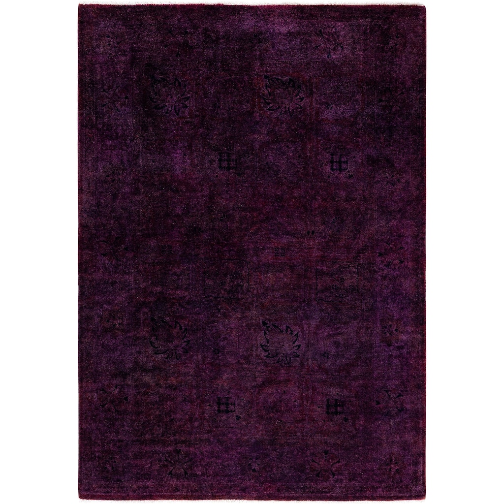 Overdyed One-of-a-Kind Hand-Knotted Area Rug - Purple - 4' 1" x 5' 9"