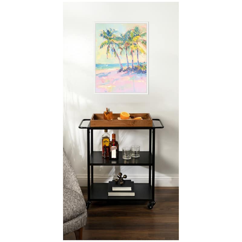 Kate and Laurel Beach Palm Tress Oil Painting by Honey Island Studio Framed Canvas Wall Art Print