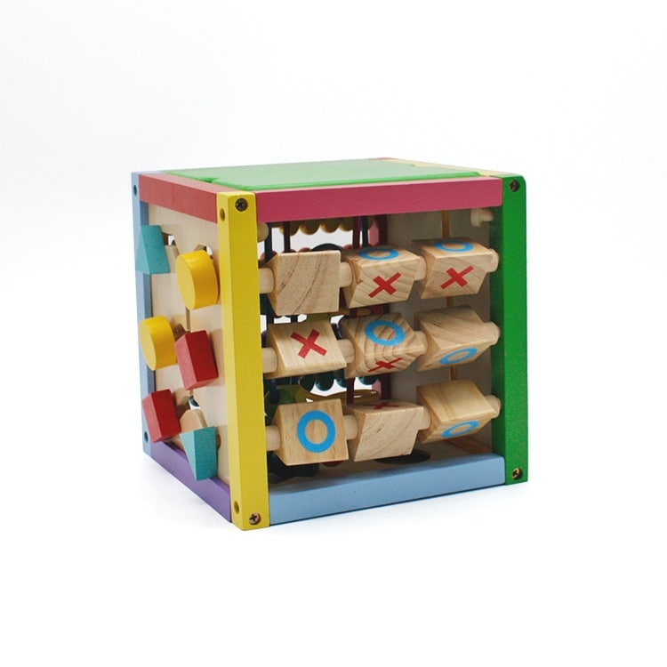 8 x 8 Inch Wooden Learning Bead Maze Cube 5 in 1