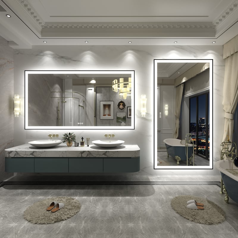 Front & Back LED Anti-Fog Tempered Glass Framed Bathroom/Vanity Mirror 3-Year Warranty