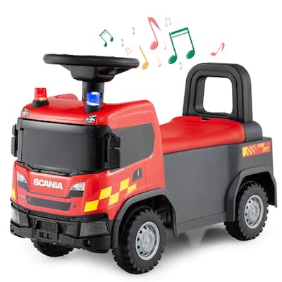 Costway Licensed Scania Toy Fire Truck with Lights Sounds & Under-Seat - See Details