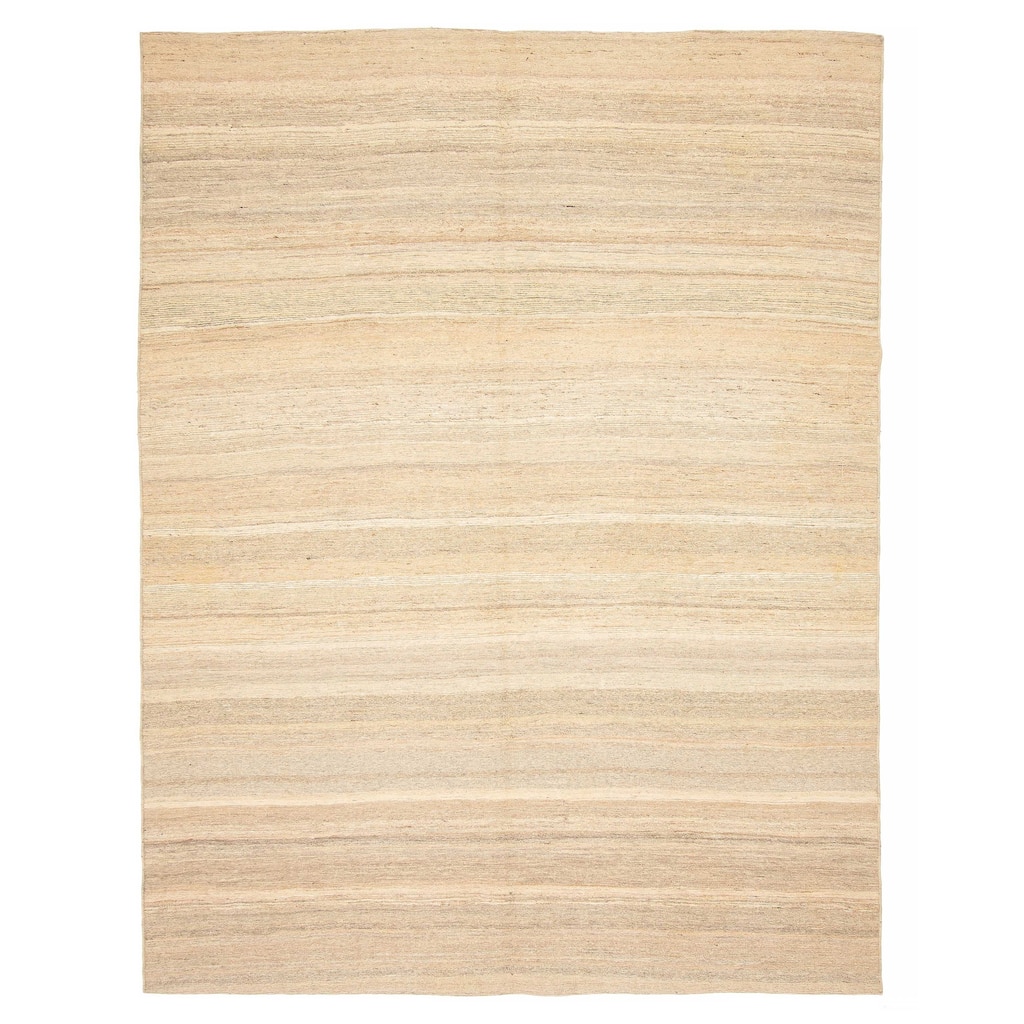ECARPETGALLERY Flat-Weave Natural Khaki Wool Tapestry Kilim - 6'4 x 8'2
