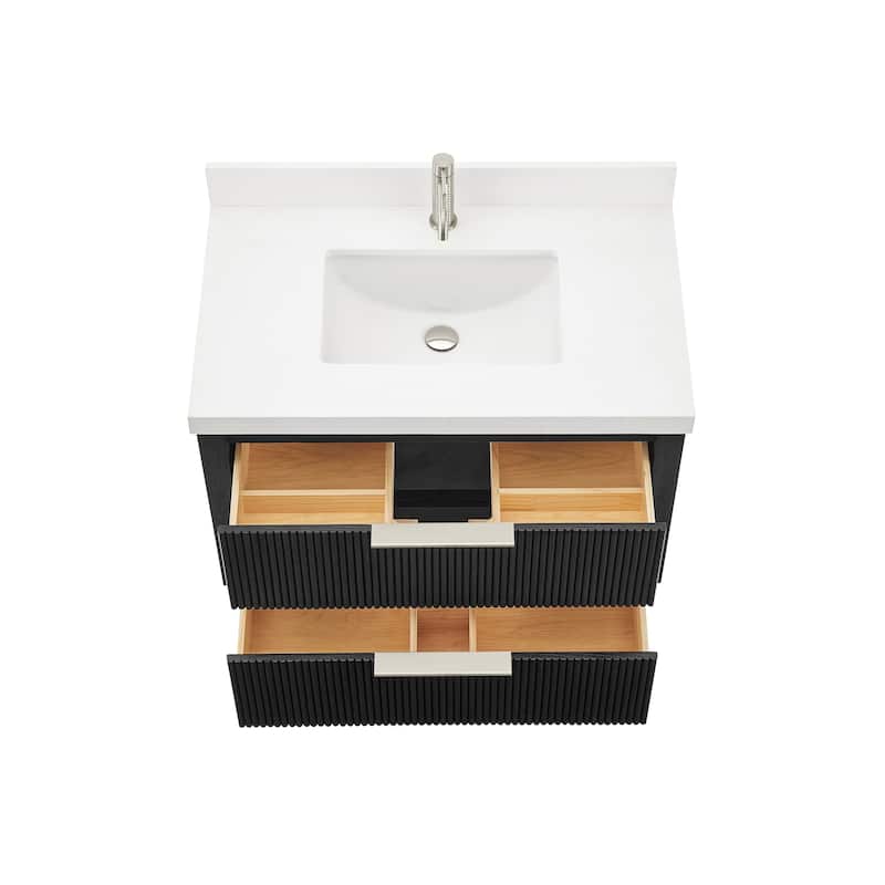 Barcelona Floating Bath Vanity with Quartz Stone Top without Mirror