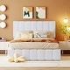 preview thumbnail 1 of 11, Upholstered Platform Bed with a Hydraulic Storage System White - Full