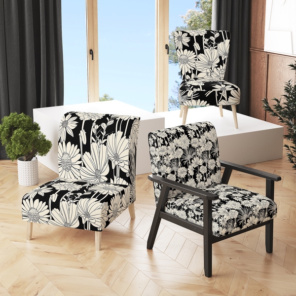 Black and white discount floral accent chair