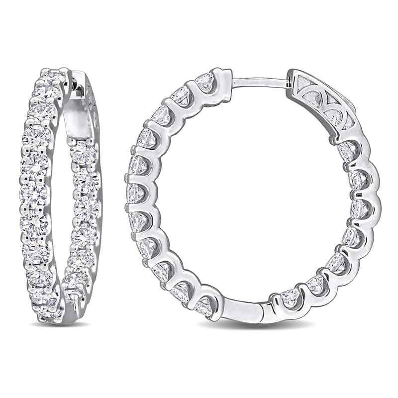 3 5/8ct TW Lab-Grown Diamond Inside Outside Hoop Earrings in 14k White Gold