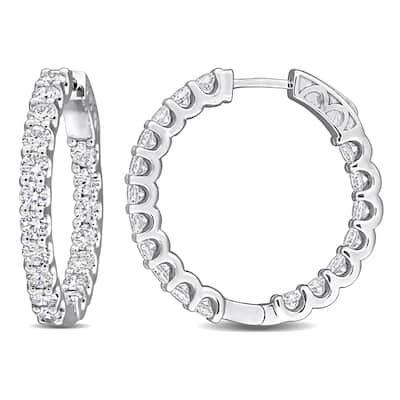 3 5/8ct TW Lab-Grown Diamond Inside Outside Hoop Earrings in 14k White Gold