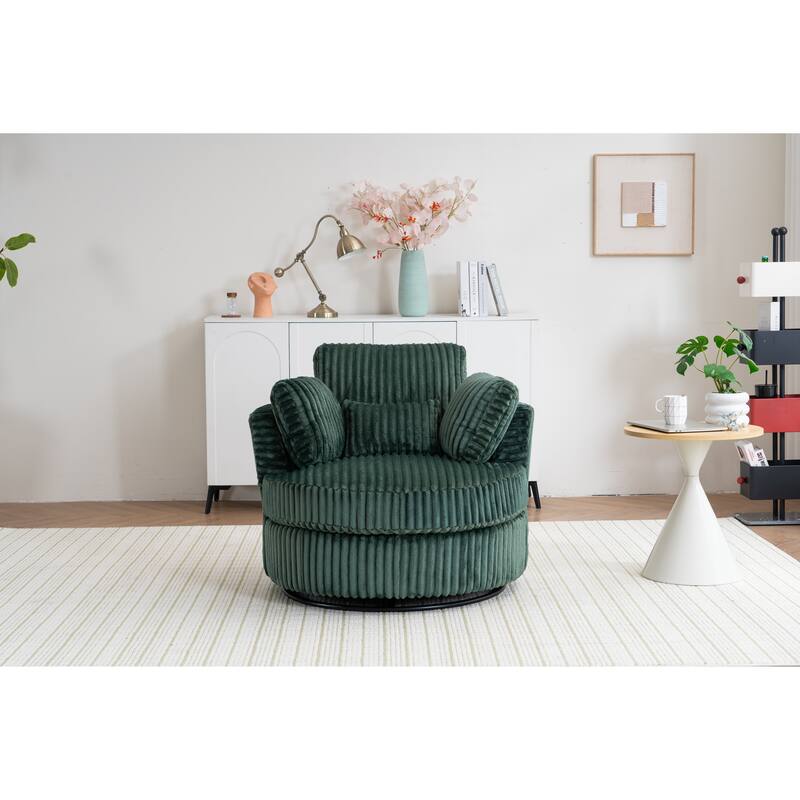 Corduroy Swivel Chair with 4 Pillows
