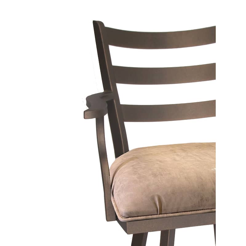 Tempo Furniture Claremont w/ Arms Swivel 26" Counterstool/30" Barstool Sun Bronze Finish & Brown Polyurethane by Furnish Theory