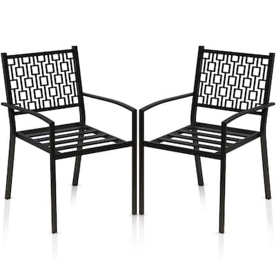 Elliza Stackable Metal Anti-Rust Outdoor Dining Chair (2-Pack)