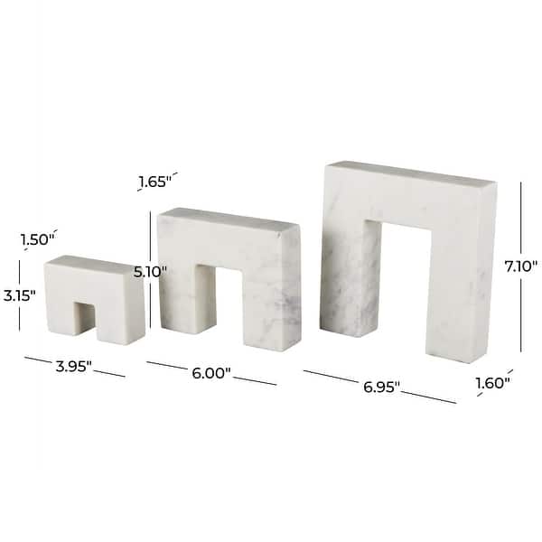 dimension image slide 1 of 2, White or Black Marble Square Arch Abstract Decorative Sculpture with Varying Sizes (Set of 3)