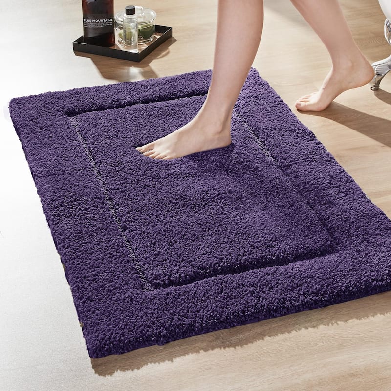 Deconovo Bathroom Rugs, Non Slip Absorbent Shower Bathroom Mat (1 PC) - 24x17 Inch - Purple