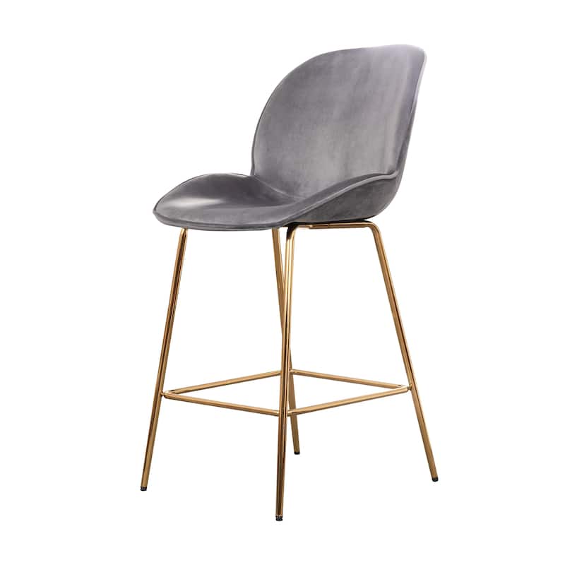 Kyle Beetle Velvet Bar Stool (Set of 2) - N/A - Grey