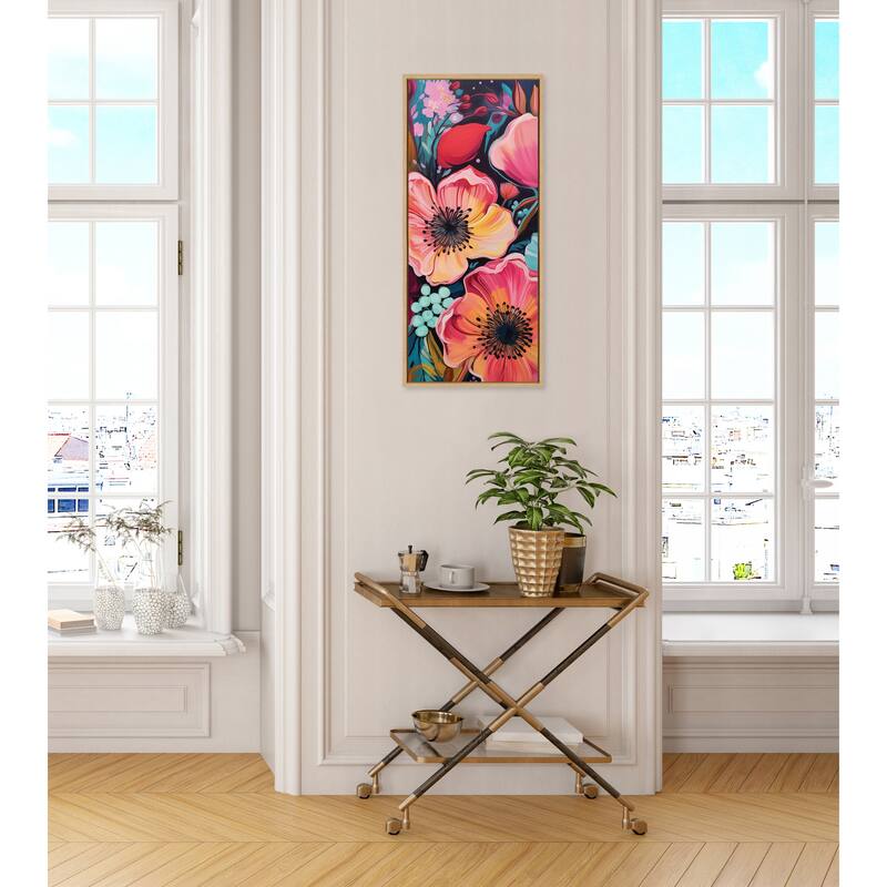 Kate and Laurel Sylvie Preppy Boho Aesthetic Colorful Floral Group Framed Canvas by The Creative Bunch Studio