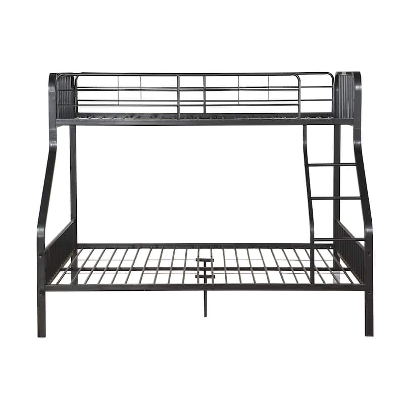 Twin XL over Queen Metal Bunk Bed with Built-in Ladder and 22-Slat Support System