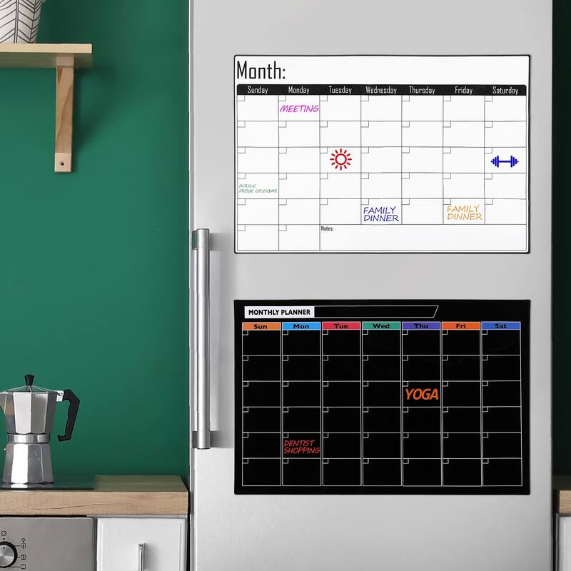 16.9" x 11.8" Magnetic Calendar, Erasable Dry Erase Calendar - White
