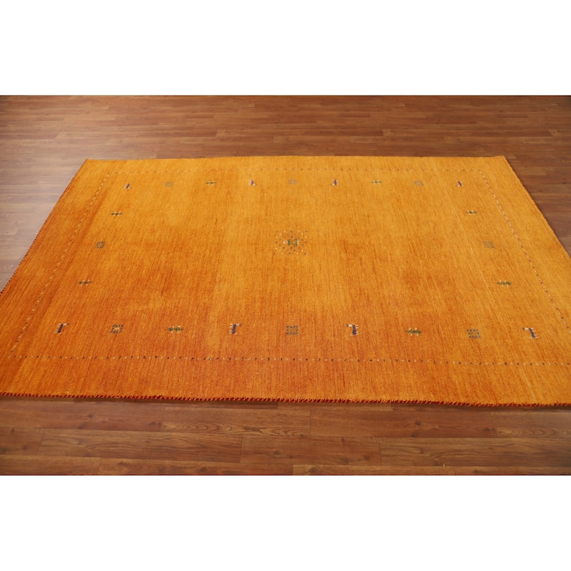 Hand Knotted Oriental 100% Wool Carpet Tribal Tribal Oranges & Rust Gabbeh Area Rug - 7' 7'' X 4' 10''