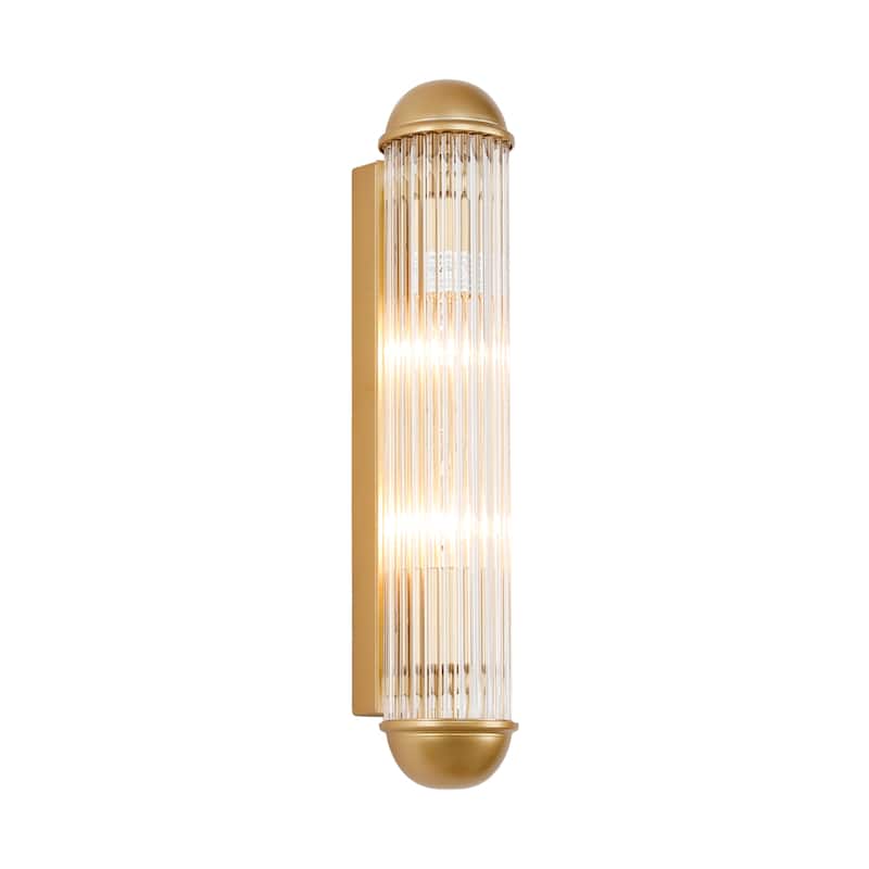 2-Light Cylindrical Wall Sconce with Ribbed Glass Rods