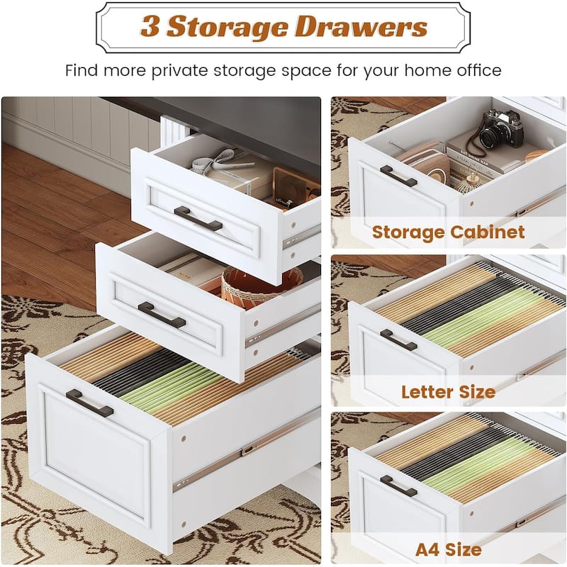 Executive L Shaped Desk Office Desk Drawers Storage Drawers Cabinet