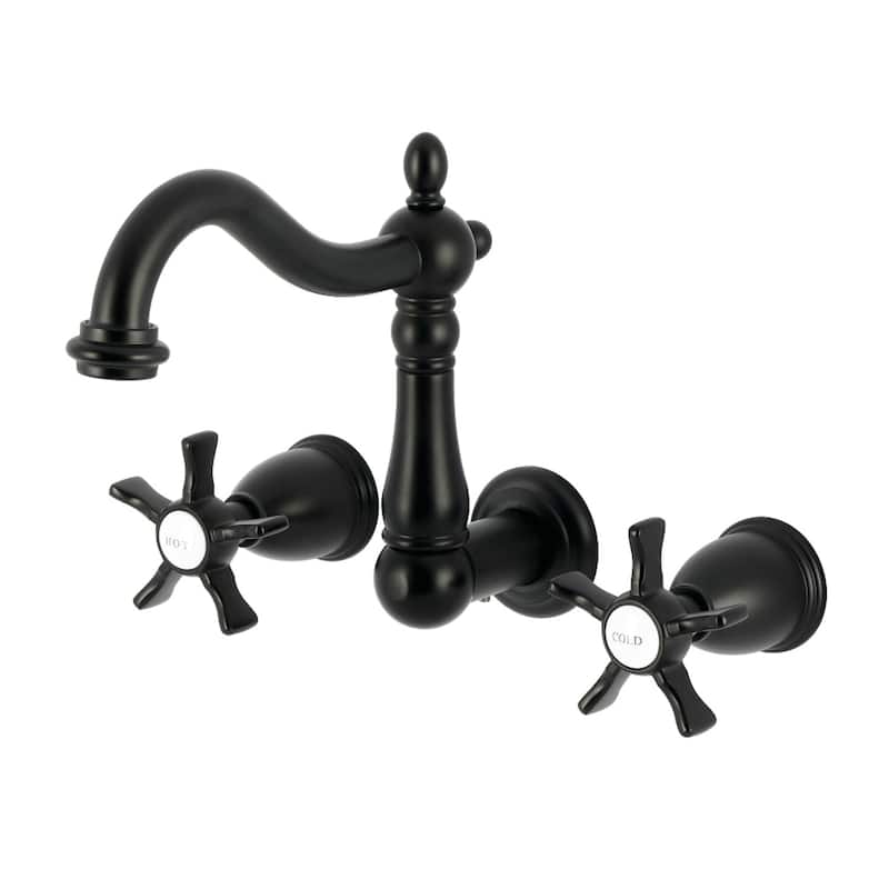 Kingston Brass Hamilton Double-Handle Wall Mount Bathroom Faucet - Matte Black