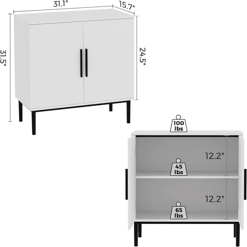 Modern Buffet Cabinet - 15.7"D x 31.1"W x 31.5"H