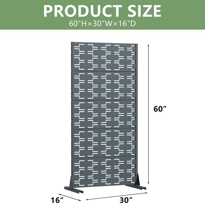 72" H×47"W Dovelina Black Outdoor Freestanding Metal Privacy Screen Decorative Garden Fence