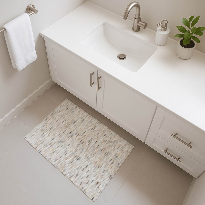 Premium Washable Super Soft Modern Mosaic Mayfield Rug - Linen - 1'8" x 2'6"