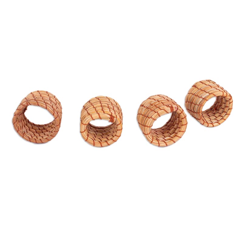 Novica Handmade Taste Of Home Pine Needle Napkin Rings (Set Of 4)