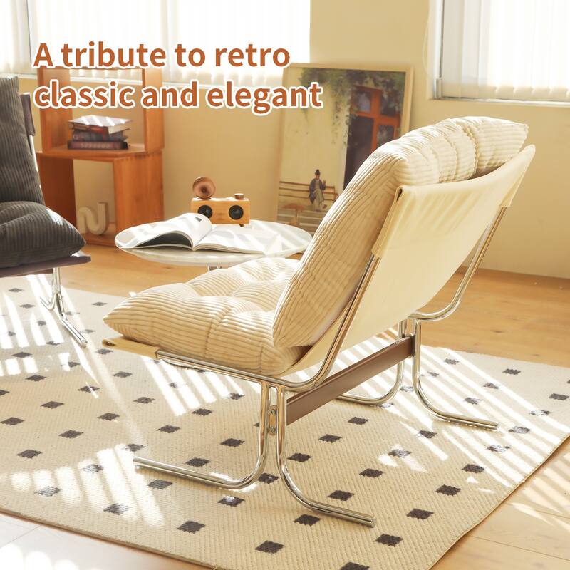 Modern Upholstered Accent Chair with Chrome Metal Frame for Living Room & Office