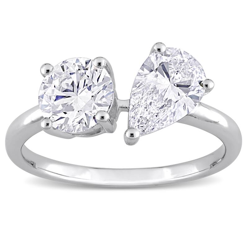Miadora 2ct TDW Pear Lab-Grown Diamond 2-Stone Engagement Ring 14k White Gold