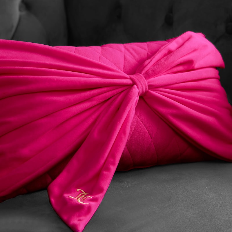 Juicy Couture Velvet Bow Designer Decorative Pillow