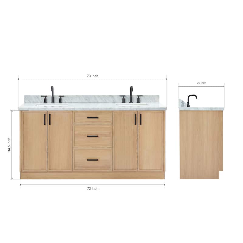 Ariel K73DCWRVO Kelly 73" Free Standing Double Basin Vanity Set with