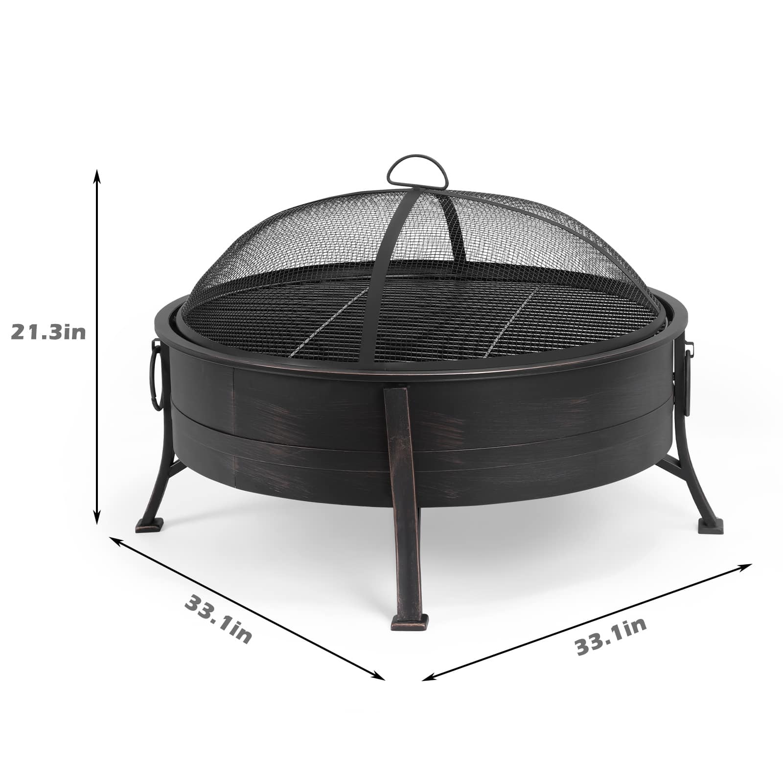 30 in Fire Pit for Outside Wood Burning with Spark Screen Cover Bed