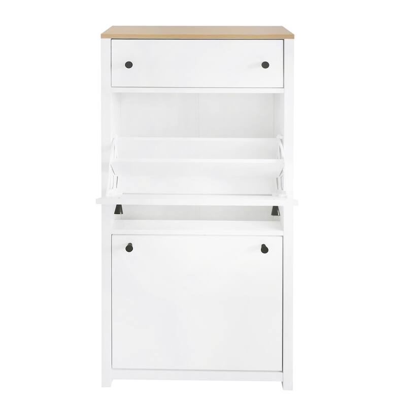 Merax Wood Grain Pattern Top Shoe Storage Solution with Adjustable Panel
