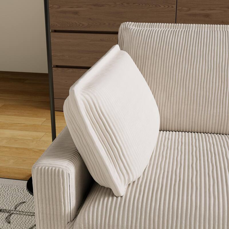 96" Corduroy Modern Classic 3-Seater Sofa with Deep Seat & 4 Pillows