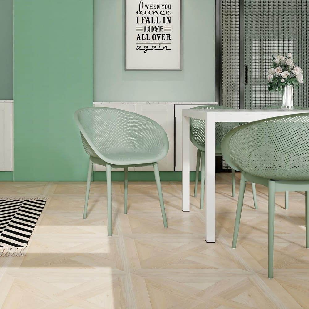 Malwee 2 PCS Indoor/Outdoor All-Weather PP Plastic Chairs, Modern Lounge Seat, Lightweight for Patio, Beach, Living Room