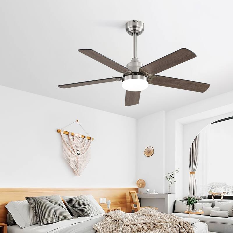 42"Ceiling Fan 5 Blades Noiseless Reversible Dc Motor Remote Control With Led Light