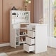 preview thumbnail 5 of 18, Modern White Manicure Table with Built-in Nail Dust Collector and Storage Drawers, Tempered Glass Shelf
