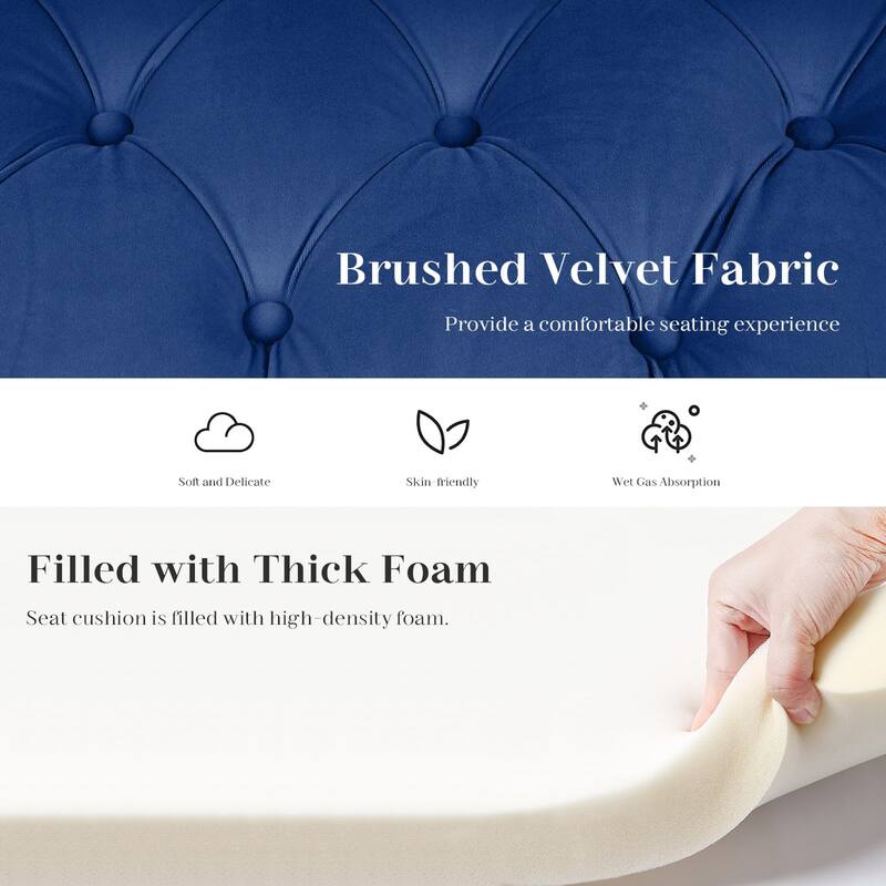 Velvet Storage Bench With Rubber Wood Legs for Bedroom