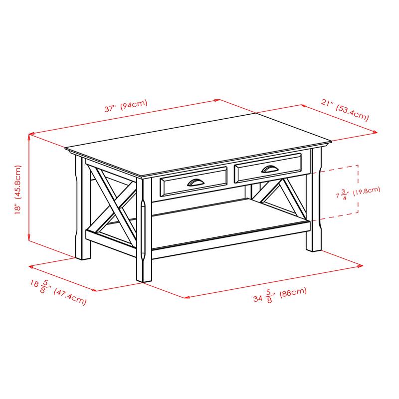 Xola Coffee Table, Cappuccino - 37"W x 21"D x 18"H