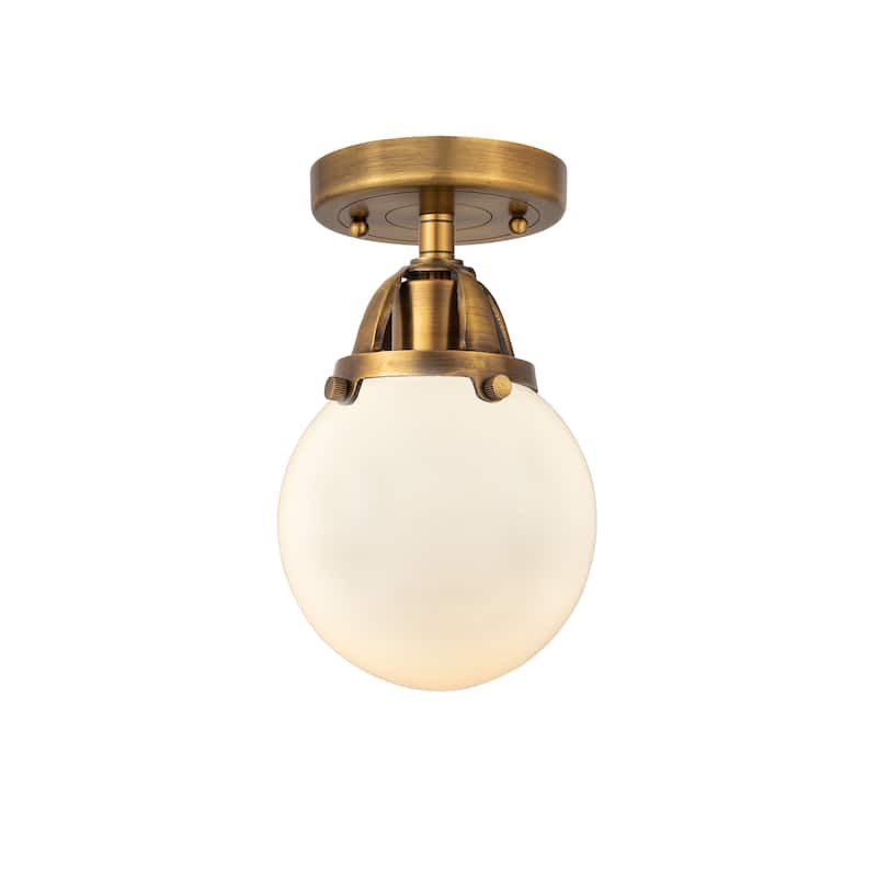 Innovations Lighting Nouveau 2 Beacon - 1 Light 6" Semi-Flush Mount - Brushed Brass/Matte White