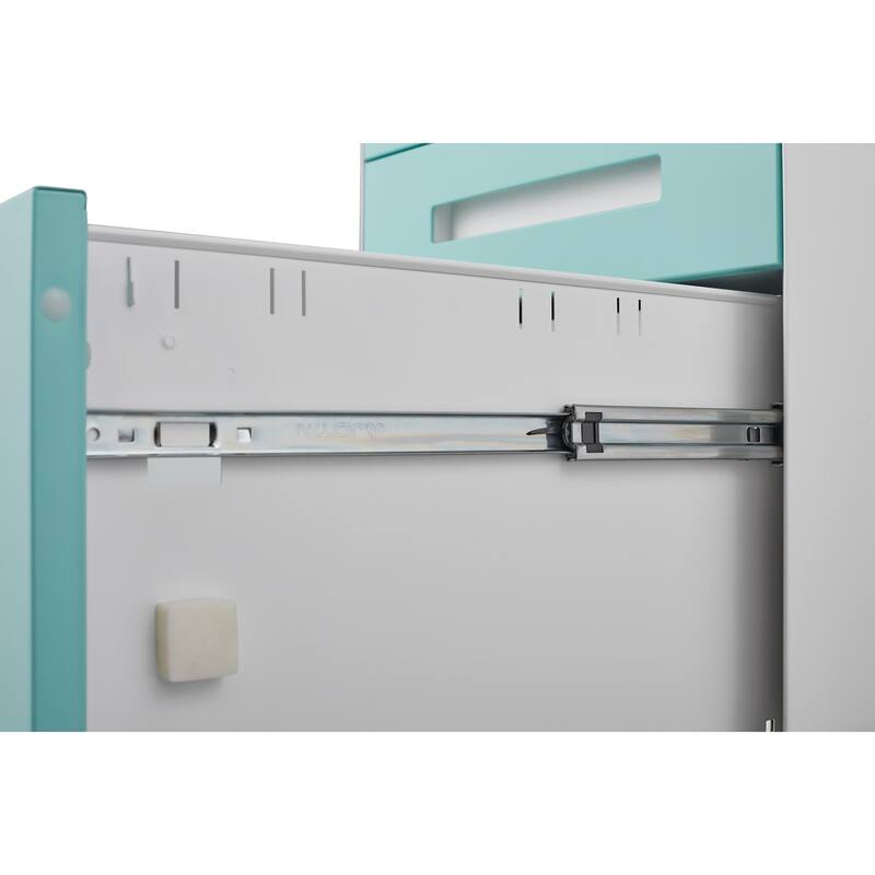 3-Drawer Locking Mobile File Cabinet with Wheels, Metal Home Office Storage Cabinet with Pencil Tray & Hanging Bars