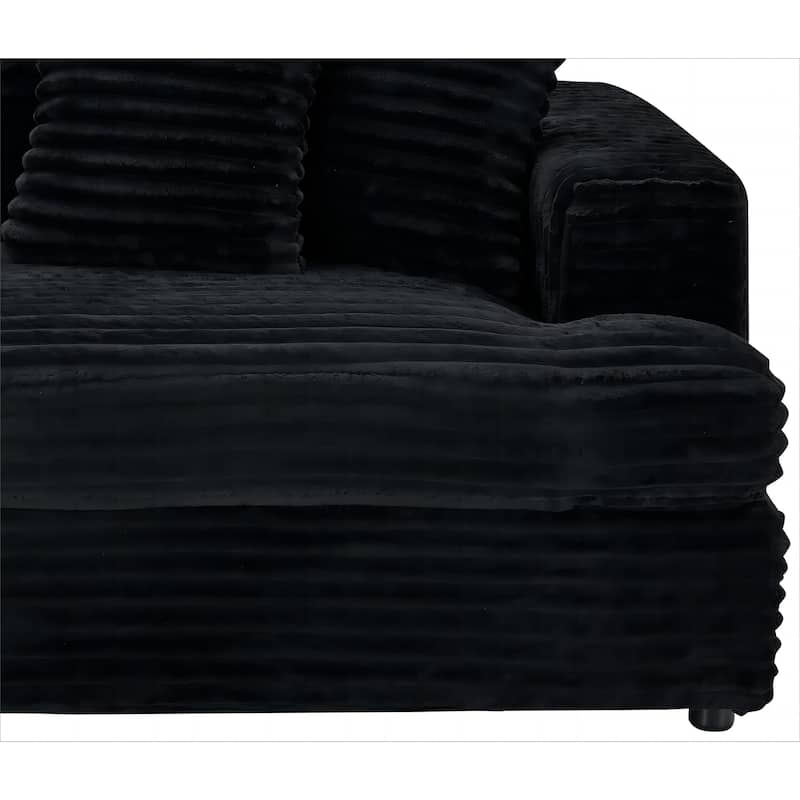Corduroy Loveseat Sofa w4 Pillows and Cushions Upholstered Deep Seat Sofa Curved Base Frame Sleeper Recliner Sofa Couch