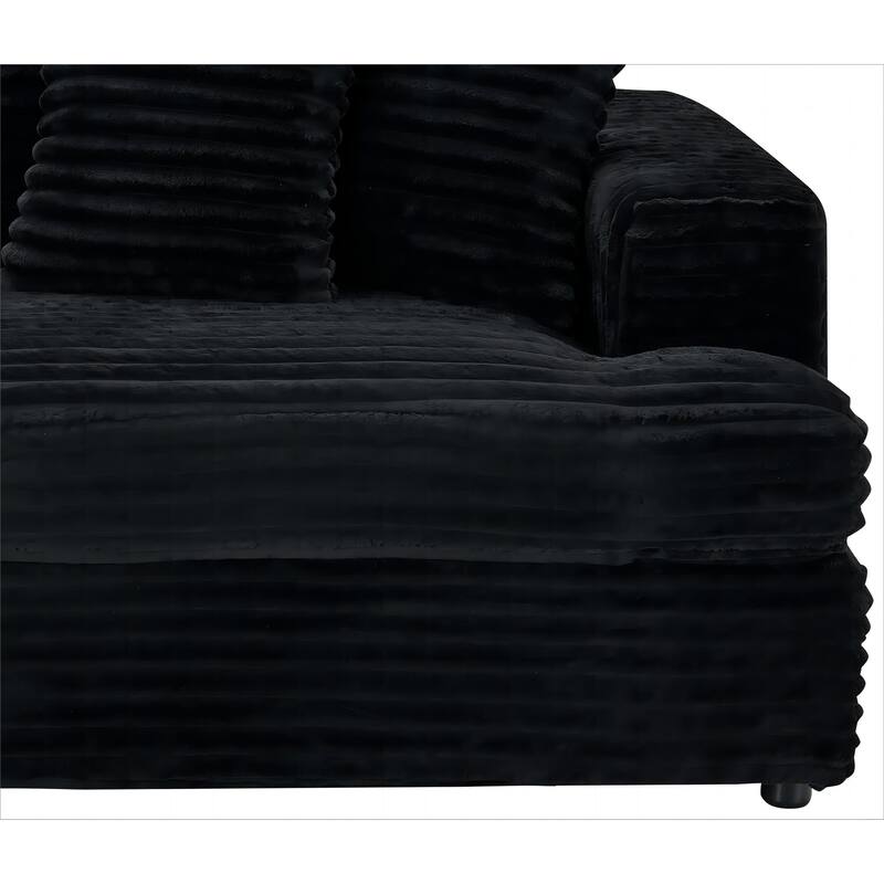 Corduroy Loveseat Sofa with 4 Pillows & Cushions, Upholstered Deep Seat Sofa wSolid Wood Base Frame Recliner Sofa Couch