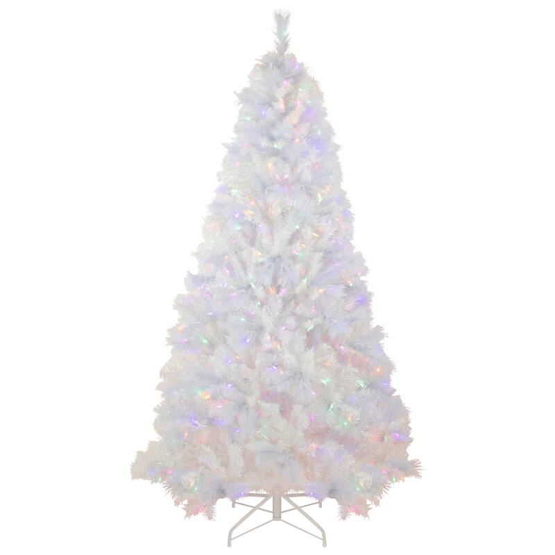 6.5' Pre-Lit Seneca White Spruce Artificial Christmas Tree Dual Function LED Lights
