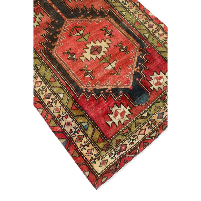 Fine Vintage Distressed Roshanak Red/Charcoal Runner - 3'2" x 7'7"